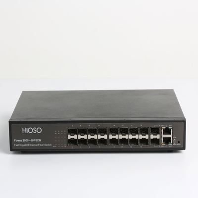 Hioso Fiber Switch 16 +2 Combo Uplink AC100V Optik Anahtar Desteği Web Snmp Güvenlik Elektronik Güç