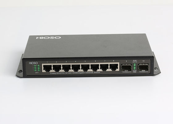 8 10/100/1000M RJ45 2 1000M SFP Bağlantı Noktası Gigabit Ethernet Anahtarı 10 Bağlantı Noktası