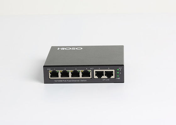 Hioso HA1206P 6 Bağlantı Noktalı Poe Anahtarı 4 10/100M RJ45 PoE + 2 100M TP Uplink Bağlantı Noktası