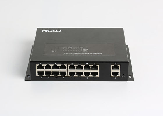 HiOSO 16 100M Bağlantı Noktası 2 100/1000M Rj45 Ağ Anahtarı, Fiber Optik Kablo Anahtarı
