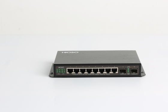Siyah 1U Raf HiOSO Ethernet Üzerinden Güç Anahtarı 10 Bağlantı Noktalı Gigabit